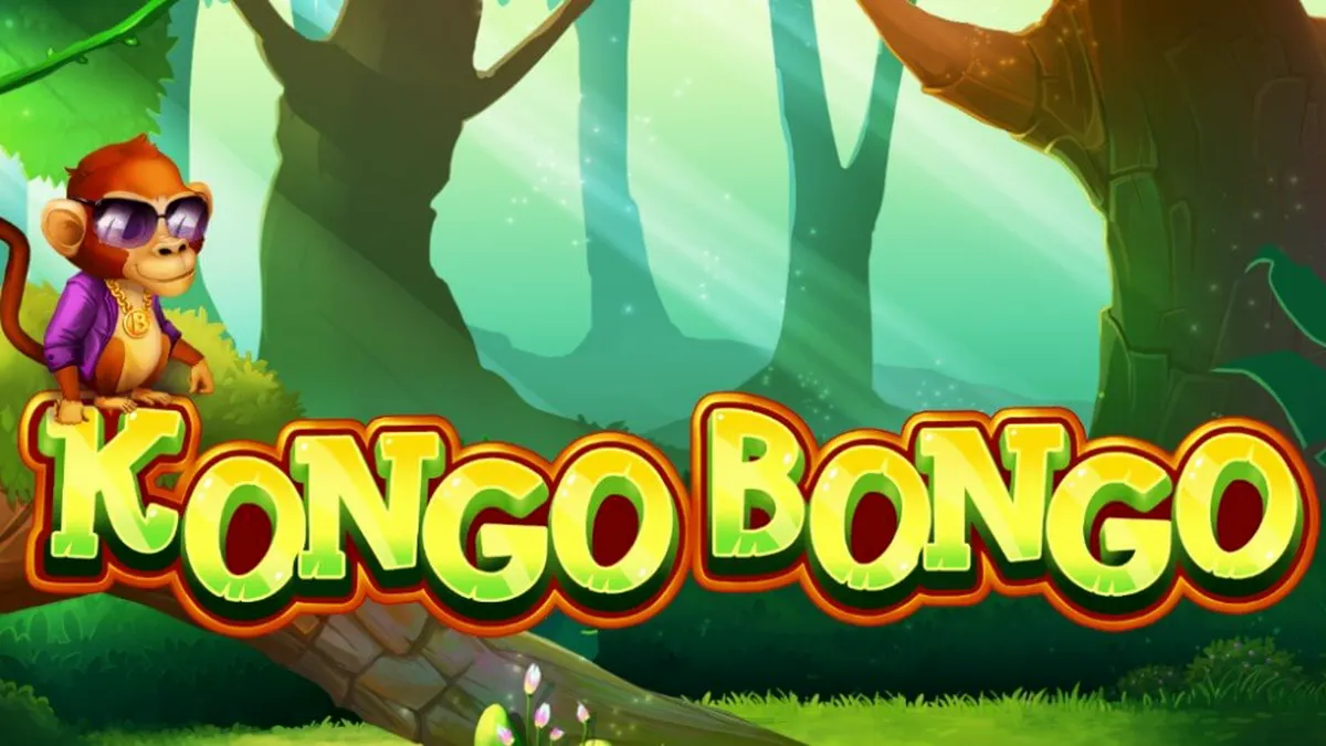 Giao diện trò chơi slot Kongo Bongo với biểu tượng khỉ đột và rừng nhiệt đới
