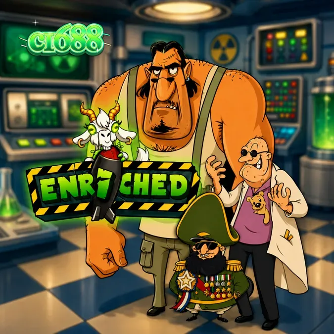 Giao diện trò chơi slot Enriched với phong cách phòng thí nghiệm retro